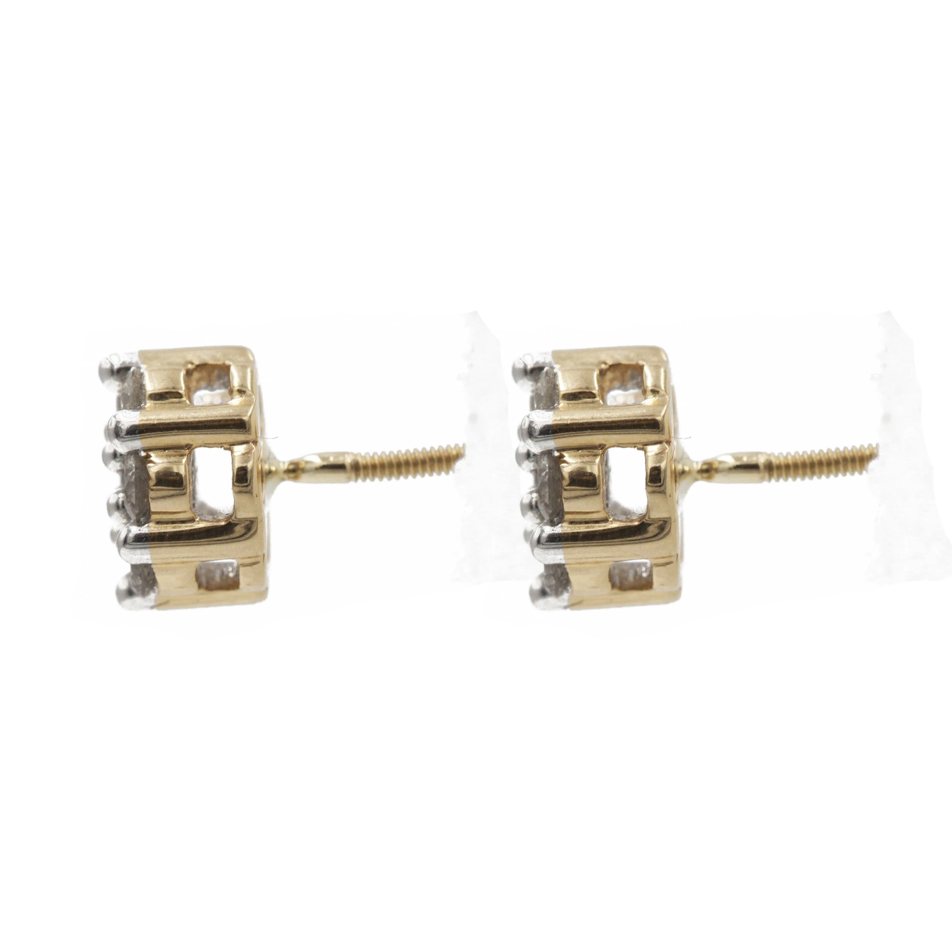 0.75 ct Diamond Cluster Earrings in 14k Yellow Gold