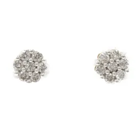 0.75 ct Diamond Cluster Earrings in 14k Yellow Gold