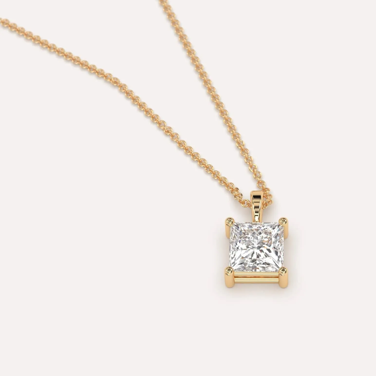 1 carat Princess Diamond Pendant Necklace