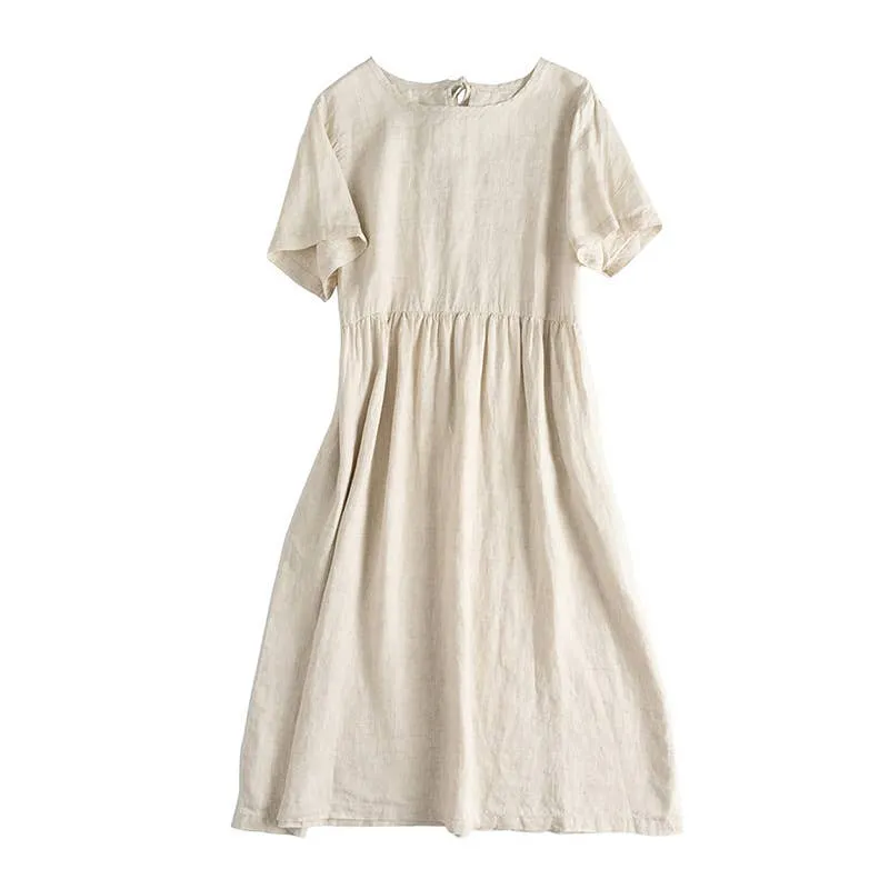 ARTSY COTTON AND LINEN DRESS_CWDSD4079