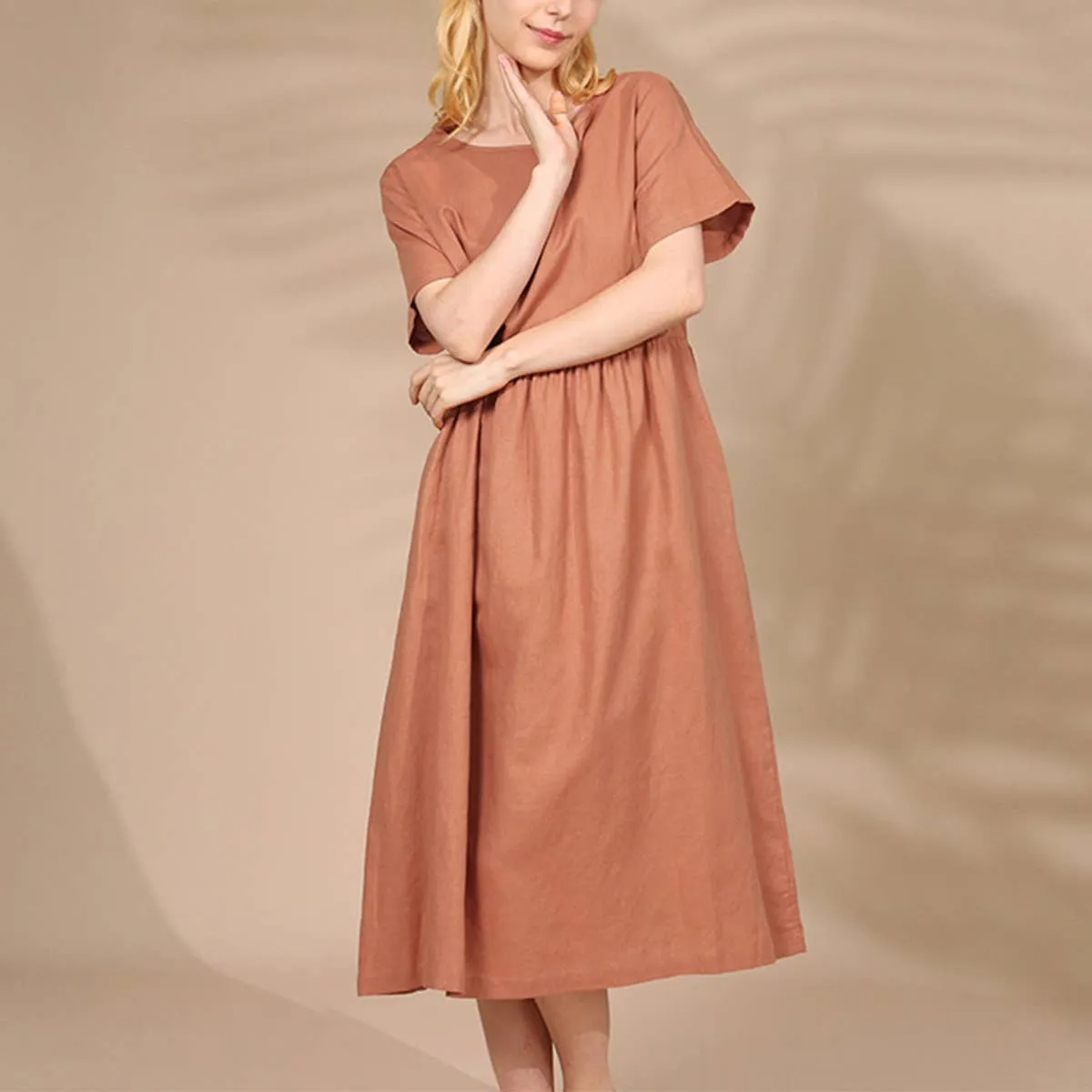 ARTSY COTTON AND LINEN DRESS_CWDSD4079