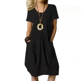 Baggy short sleeve dress with pockets_CWDSD4065