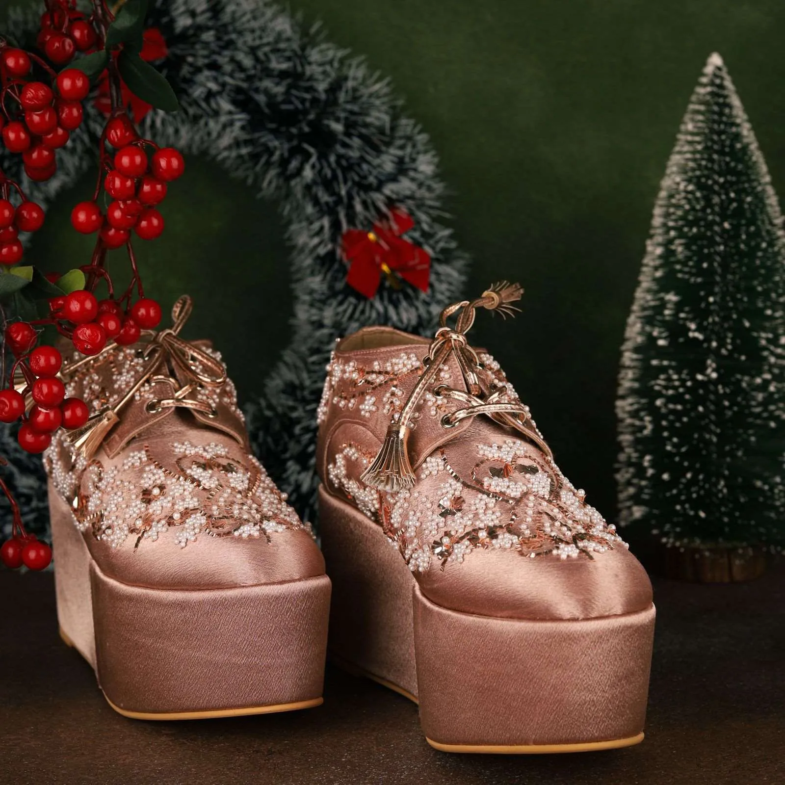 Begum (Blush PINK) Wedding Sneaker wedges Bridal shoes