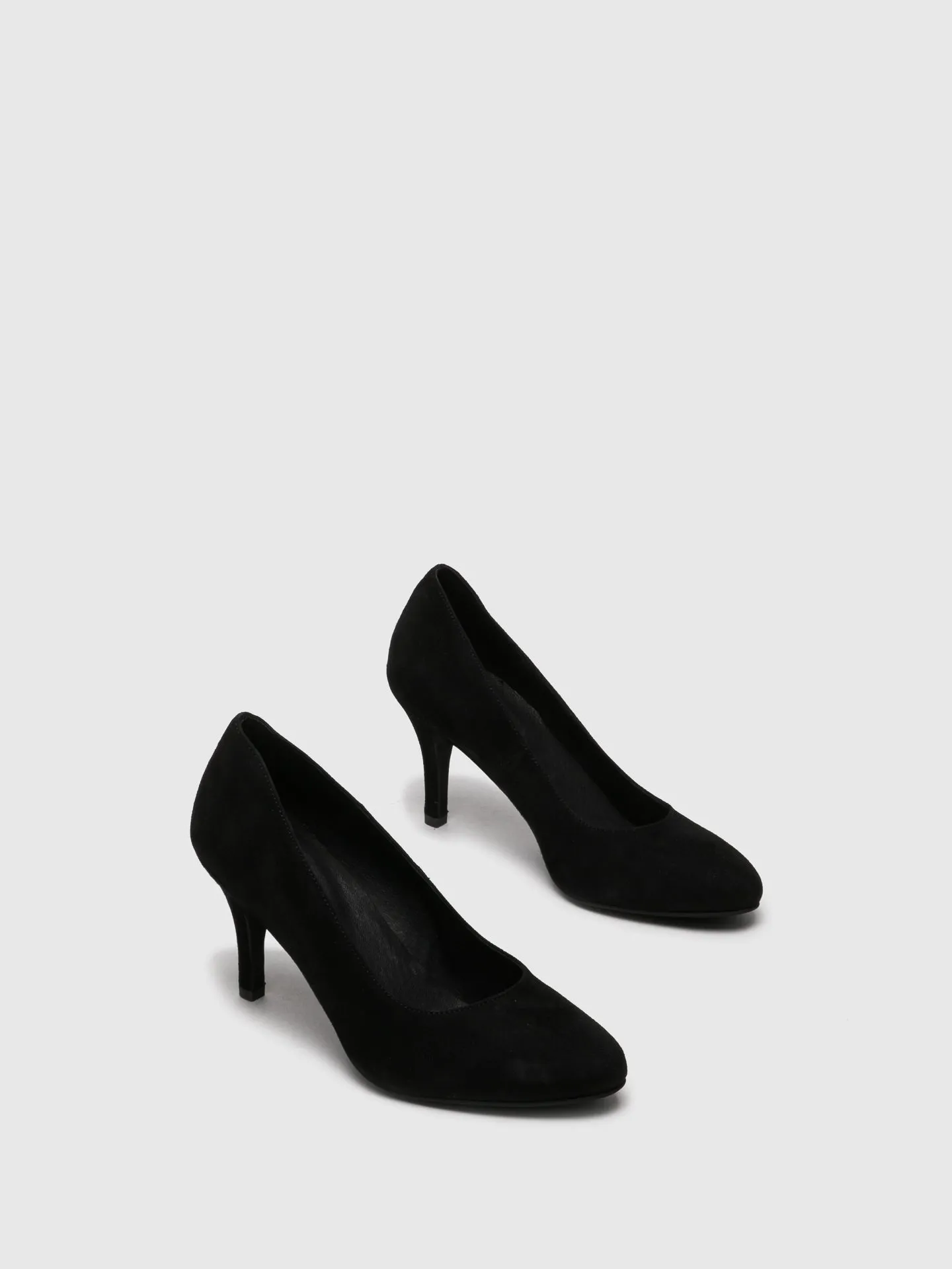 Black Suede Round Toe Pumps