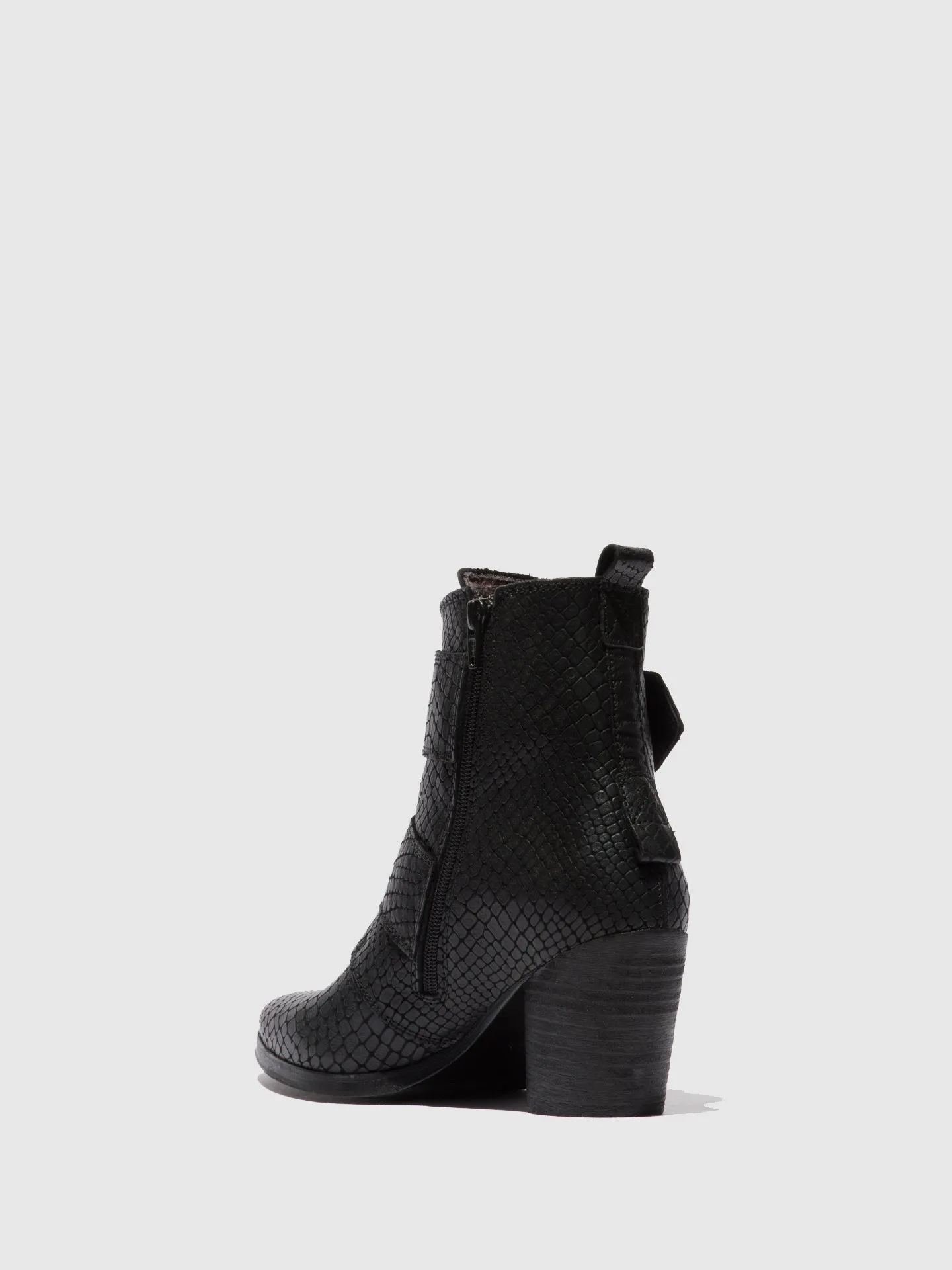 Buckle Ankle Boots ARIA827FLY CROCO BLACK