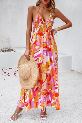 CASUAL HOLIDAY PRINT HALTER MAXI DRESS_CWDMD1123