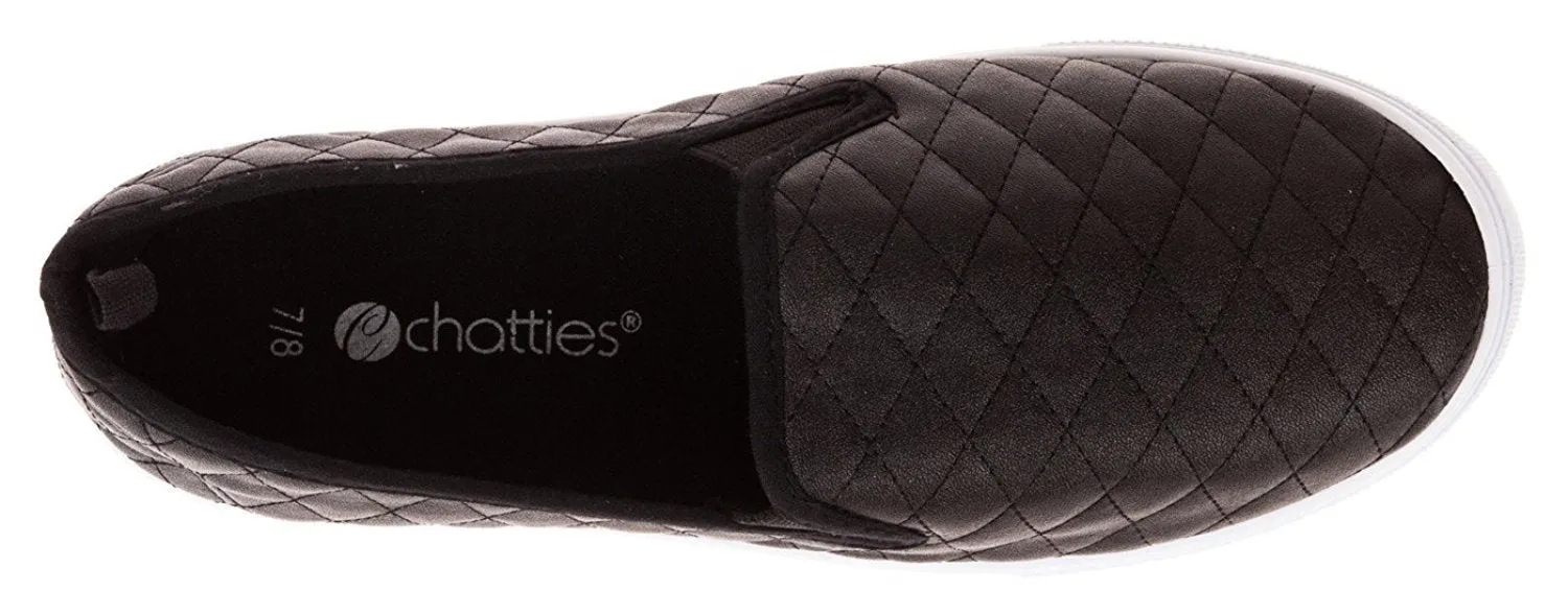 Chatties Ladies Quilted Slip-On Women Sneaker 11/12 Black