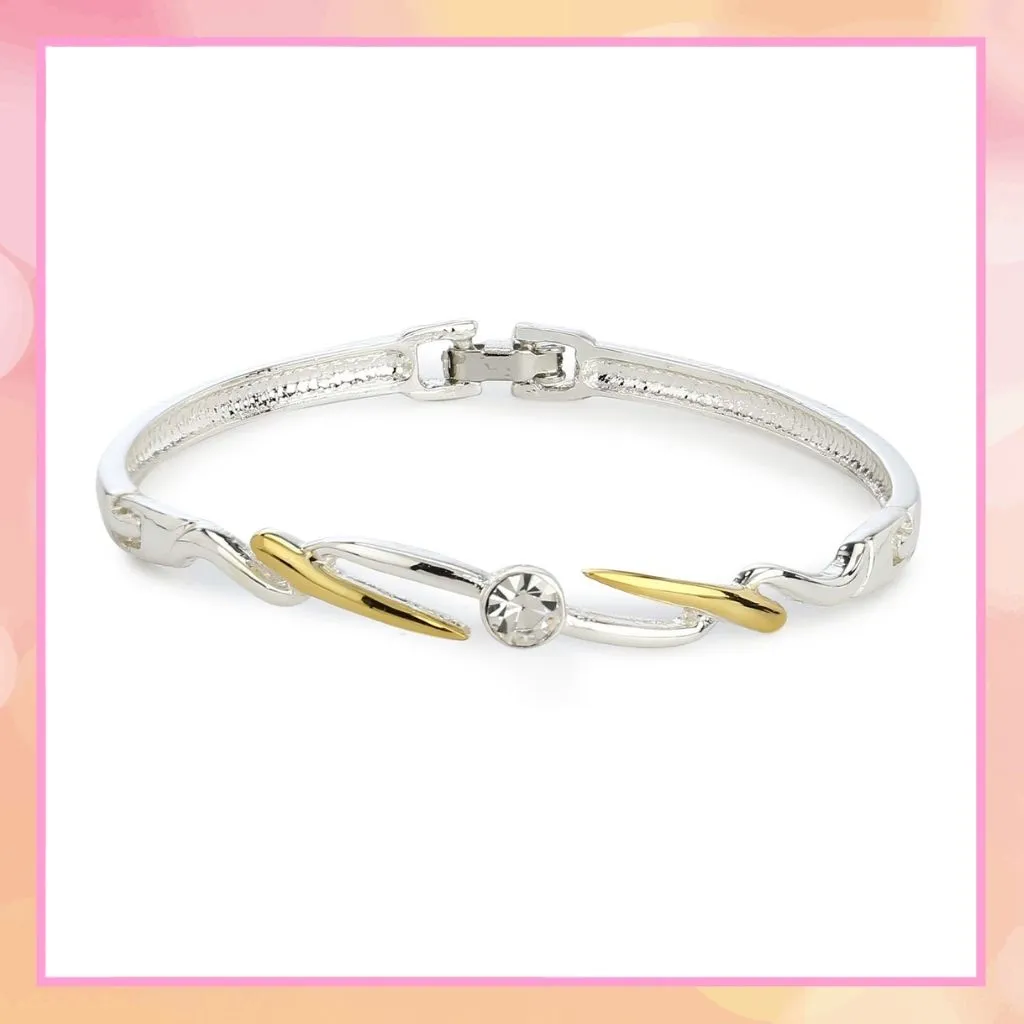 Estele Gold & Rhodium Plated Spike Designer Bracelet For Women