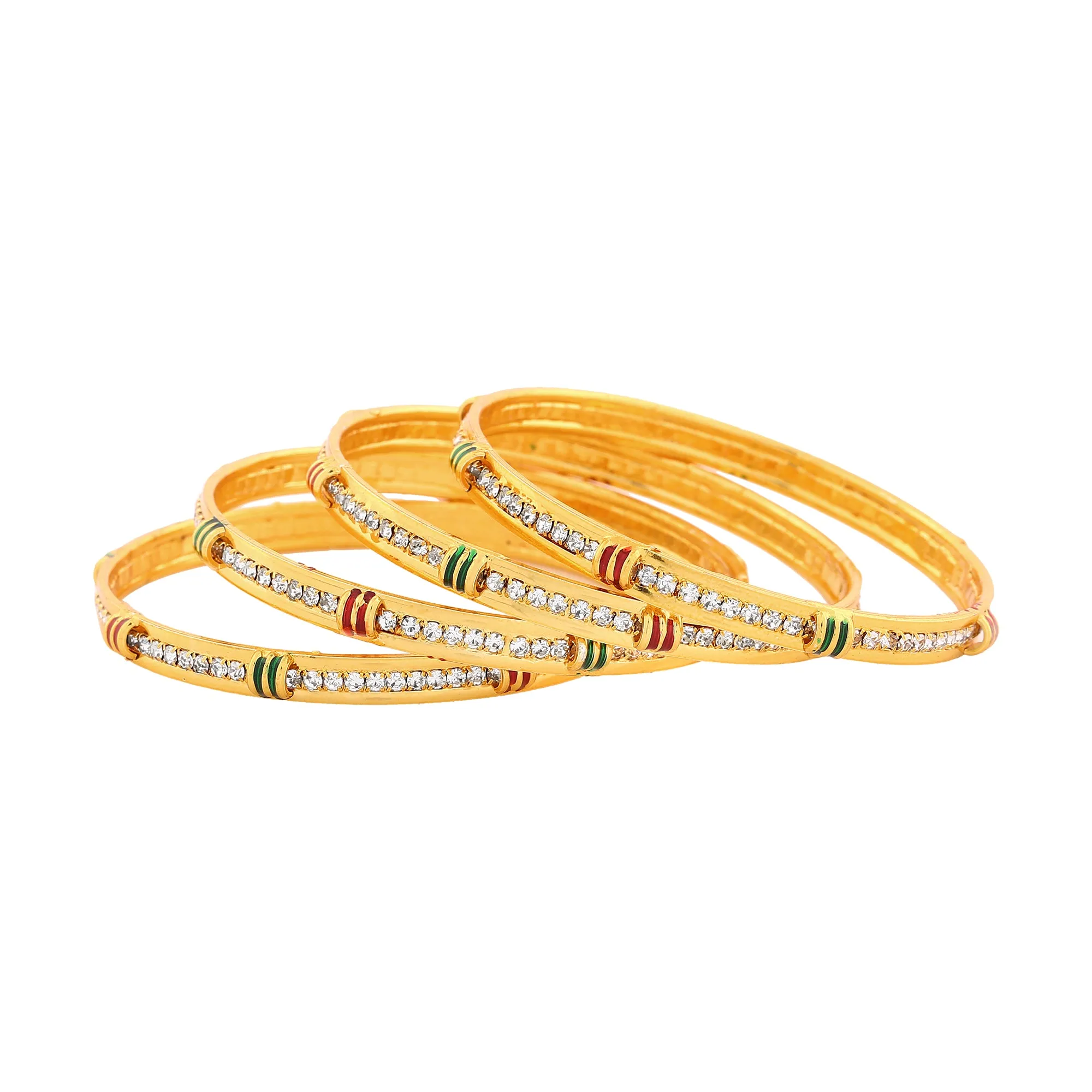 Estele Gold Plated Alluring Bangle Set with Crystals for Women