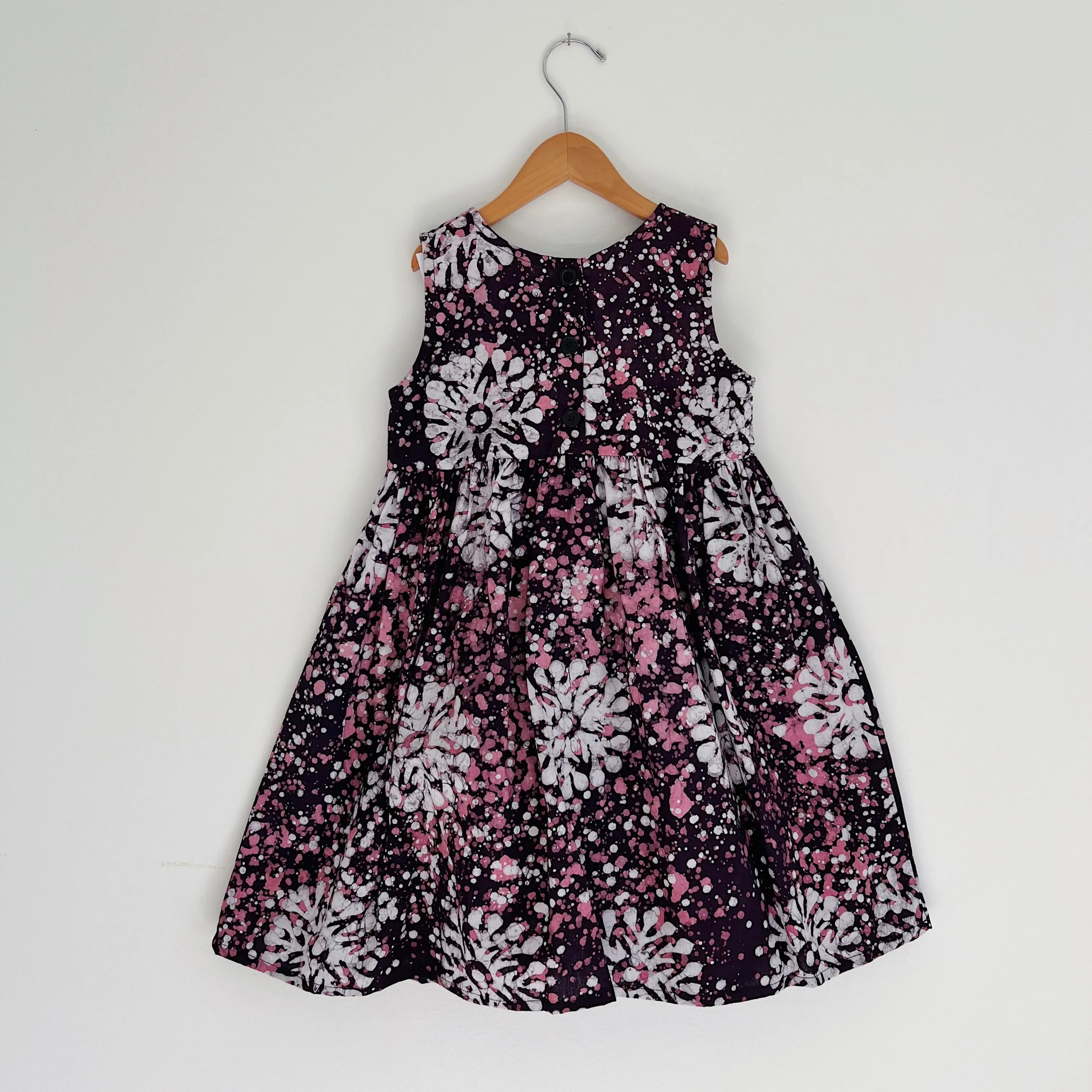 Fahari Bazaar | Girls Tank Dress in White & Pink Floral Speckle