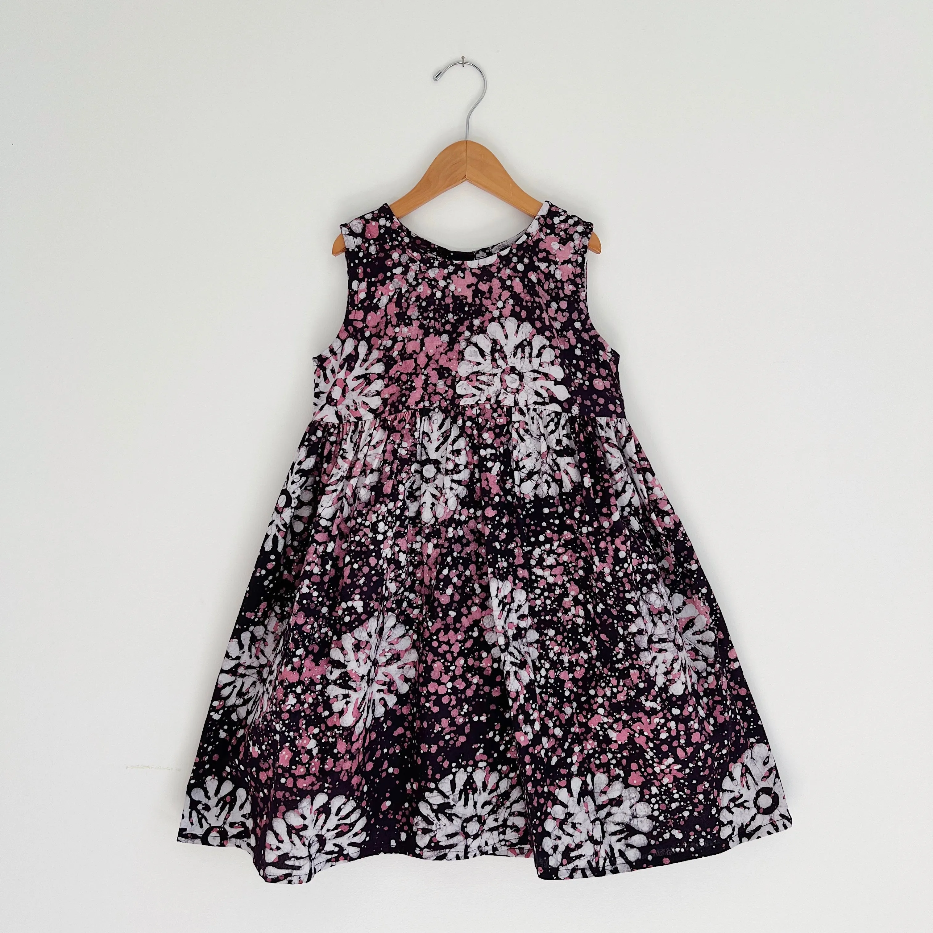 Fahari Bazaar | Girls Tank Dress in White & Pink Floral Speckle