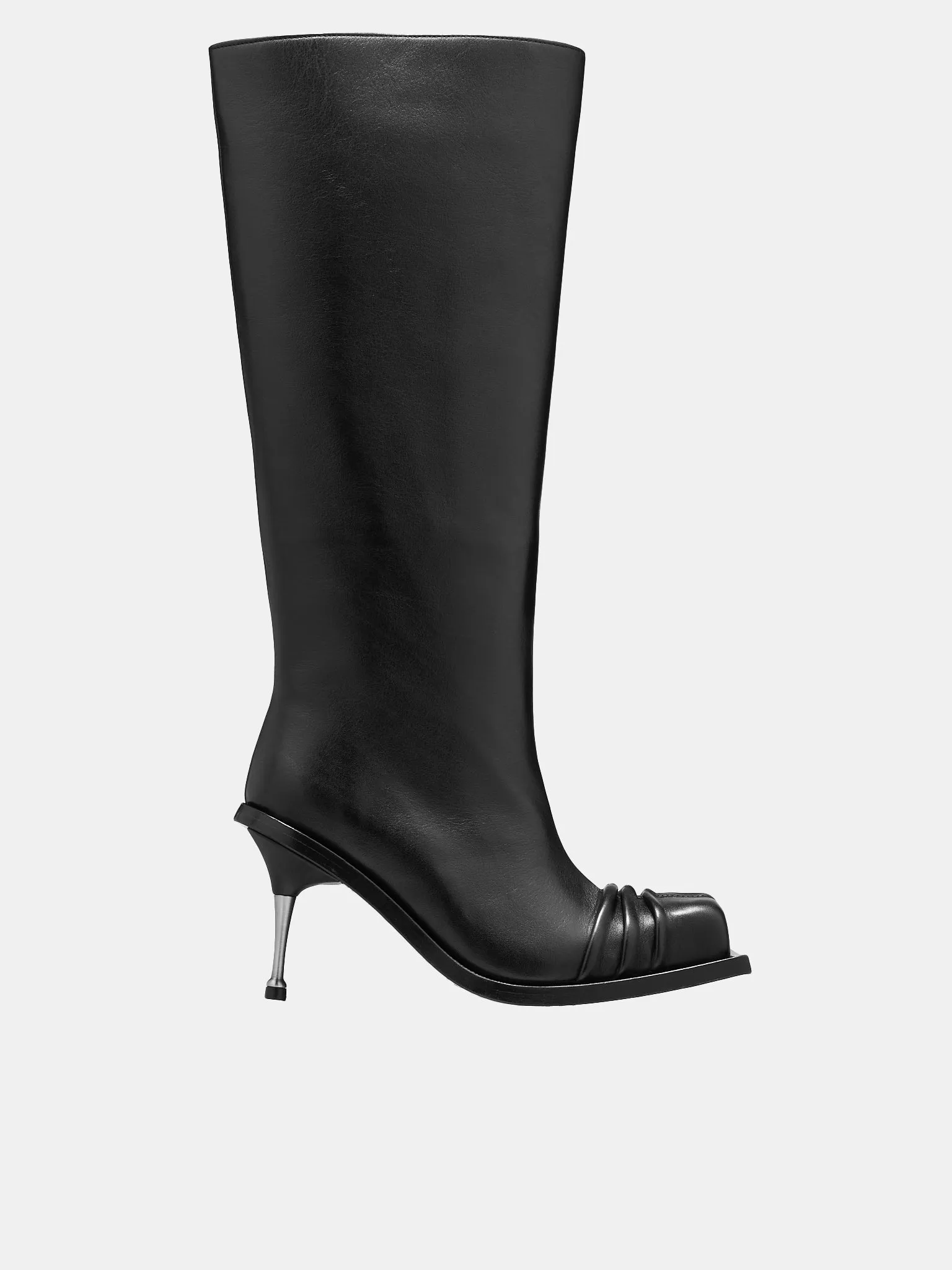 Gathered Square Toe Boots (STB01-BLACK)