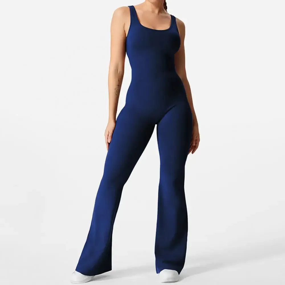 Harriet – Women's High-Waisted Flare Hem Sports Jumpsuit