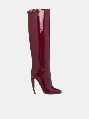 Patent Leather Knee High Boots (TKS015-PZV00C-BORDEAUX)