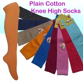 Plain Cotton Knee High Socks