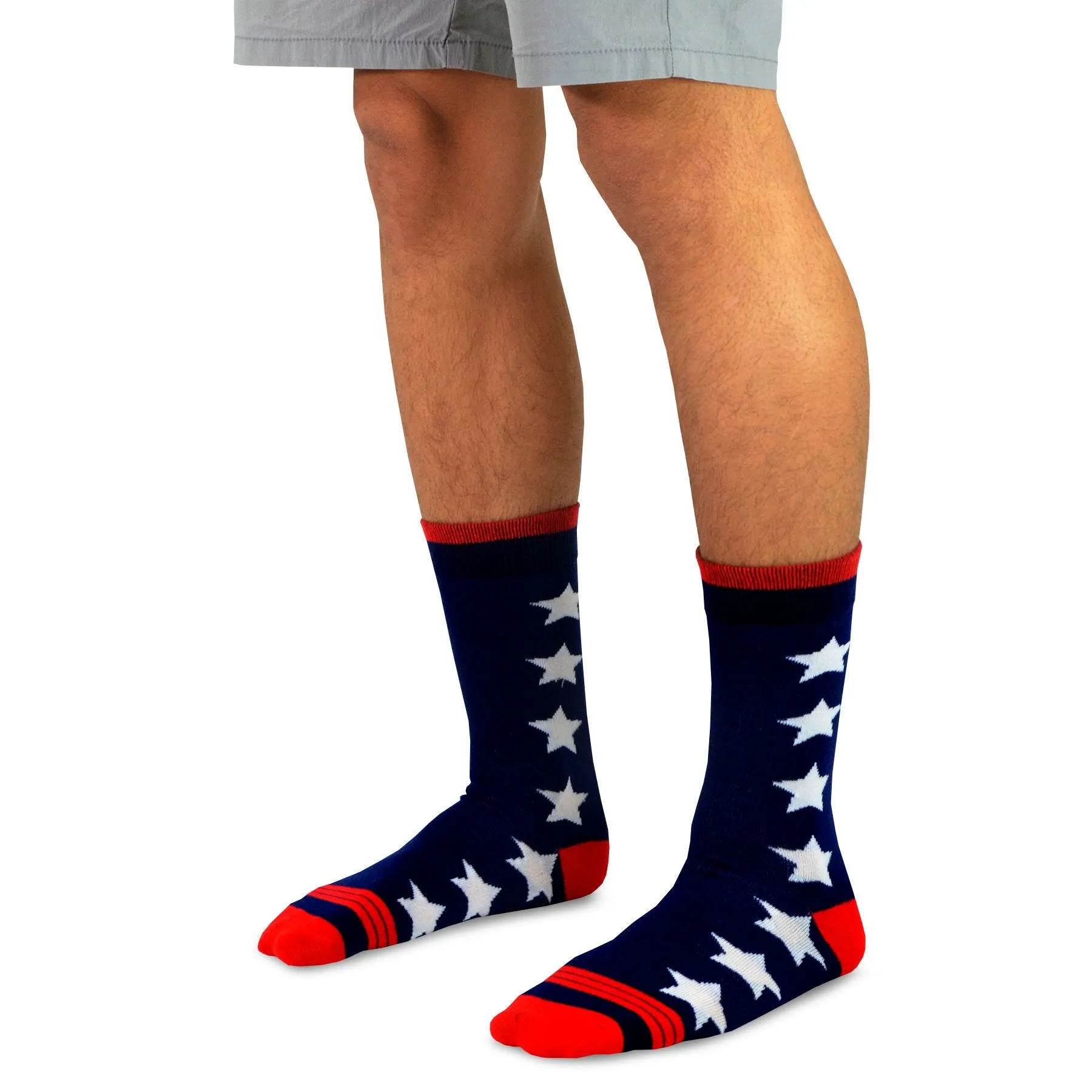 TeeHee Socks Women's 4th of July Cotton Crew I Love USA 4-Pack (11156)