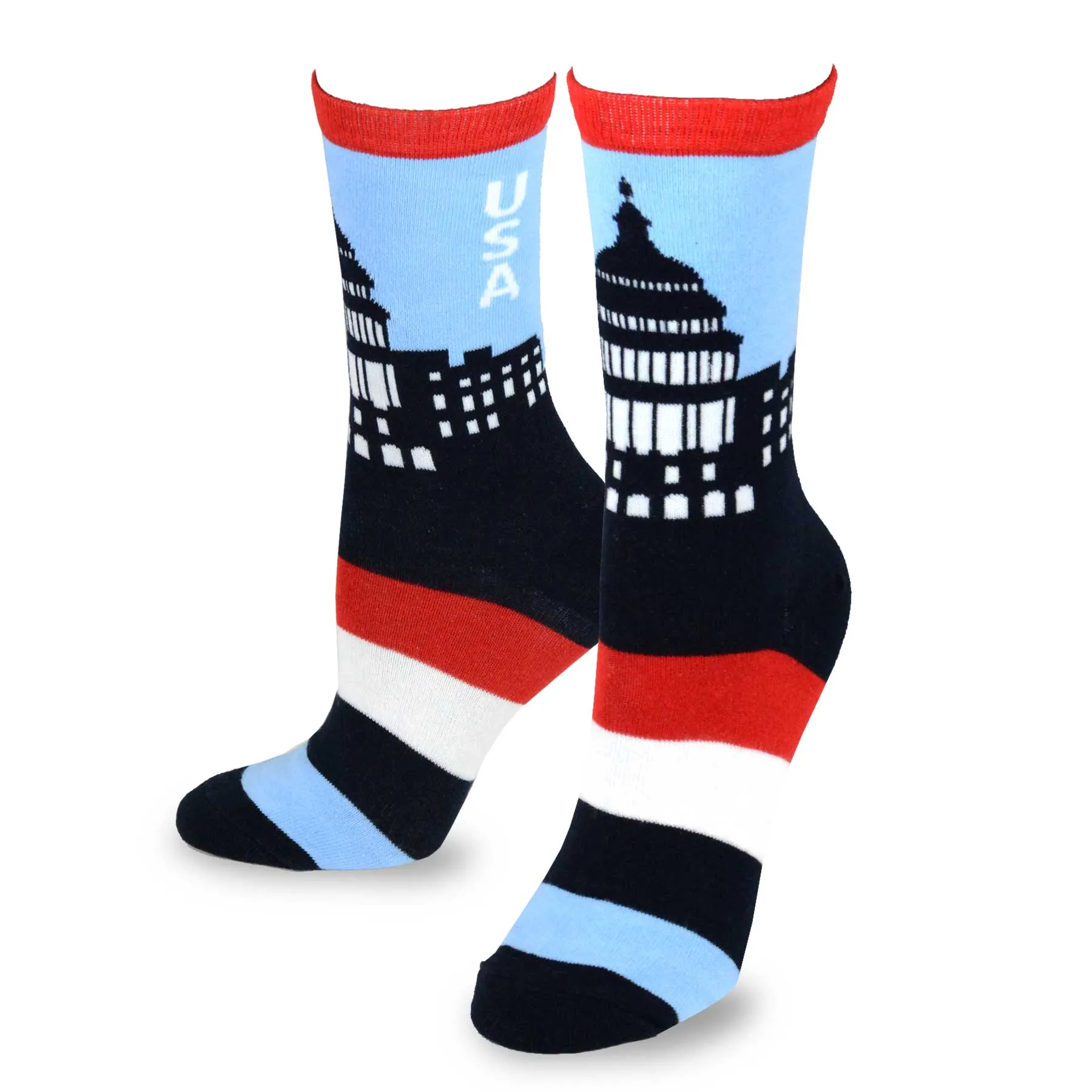 TeeHee Socks Women's 4th of July Cotton Crew USA 5-Pack (11805)