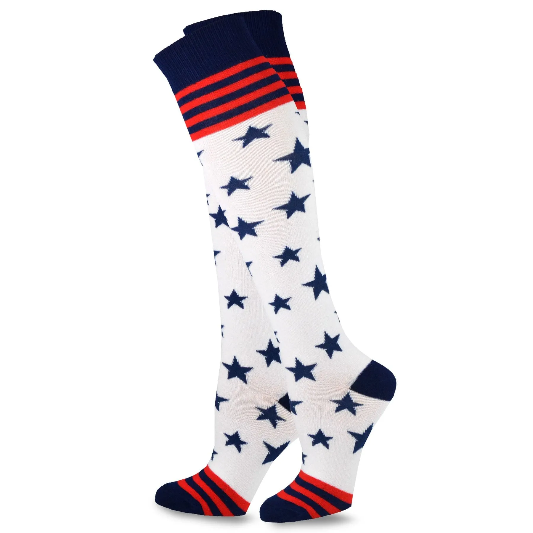 TeeHee Socks Women's 4th of July Cotton Knee High American 2-Pack (11978)