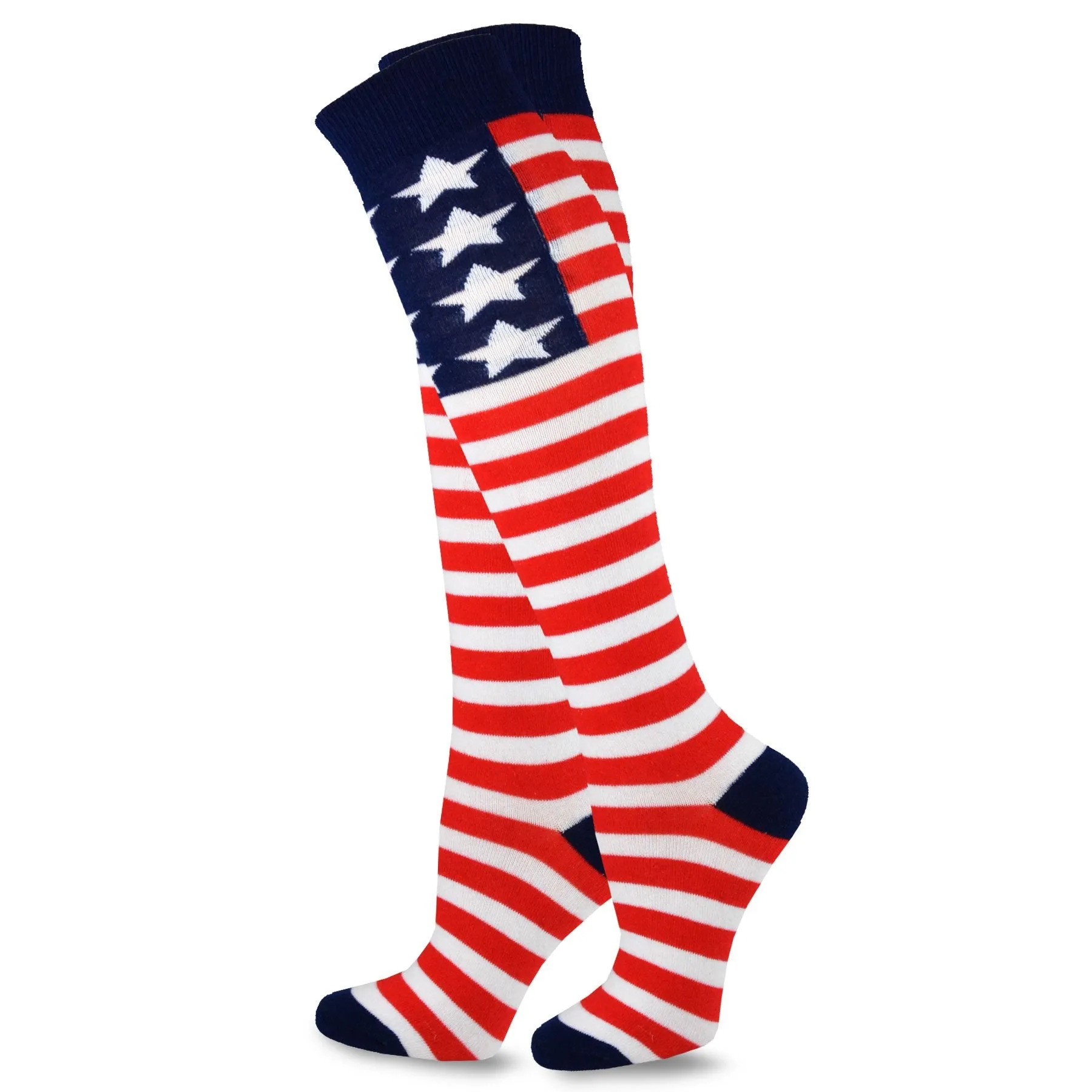 TeeHee Socks Women's 4th of July Cotton Knee High American 2-Pack (11978)