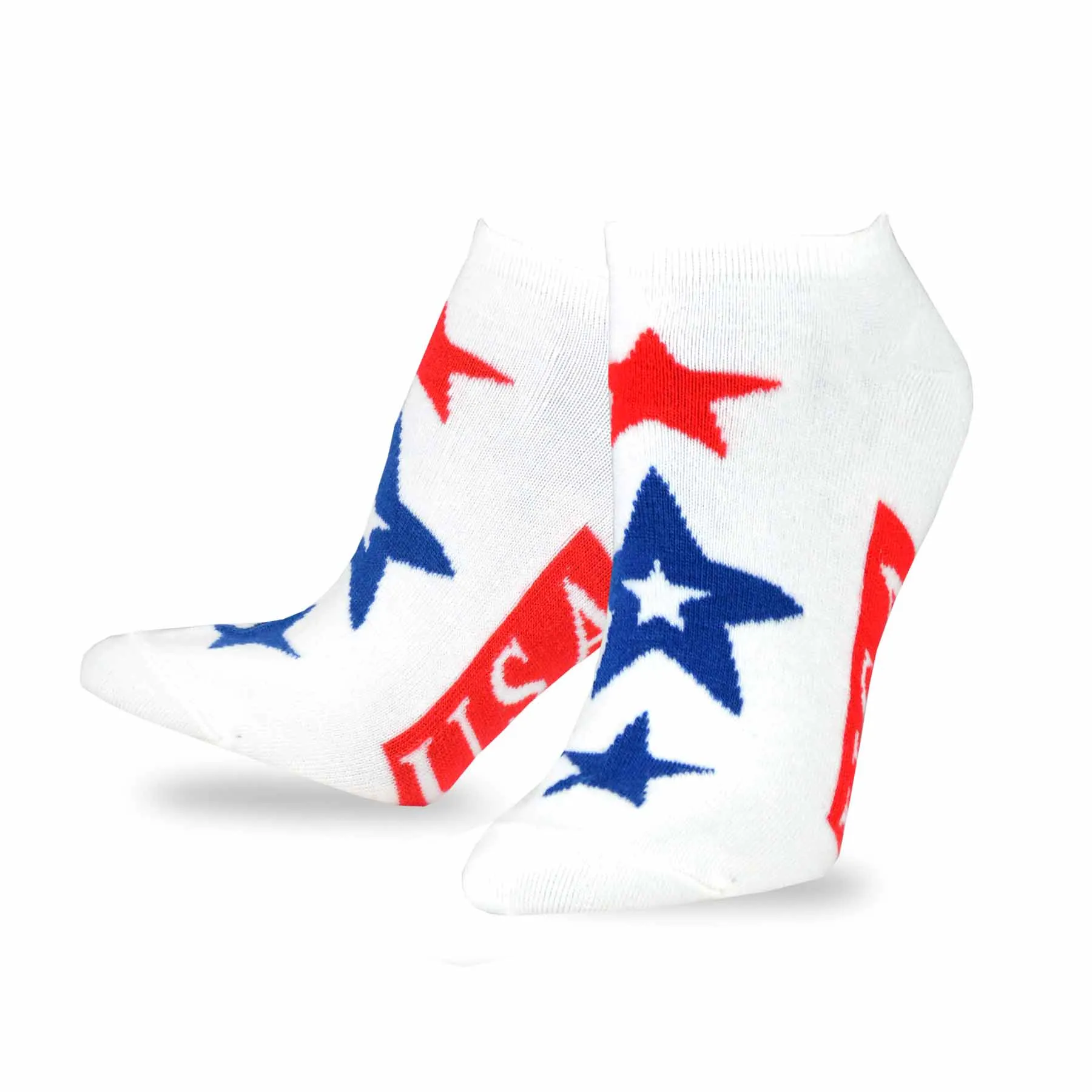 TeeHee Socks Women's 4th of July Cotton No Show I Love USA 6-Pack (11154)