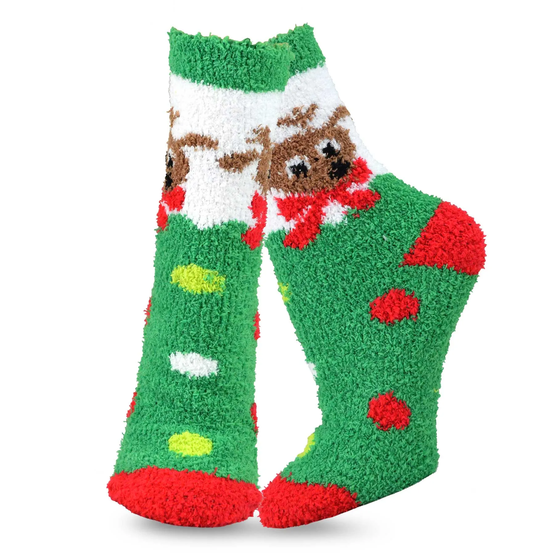 TeeHee Socks Women's Fuzzy Polyester Crew Christmas 5-Pack (18004)