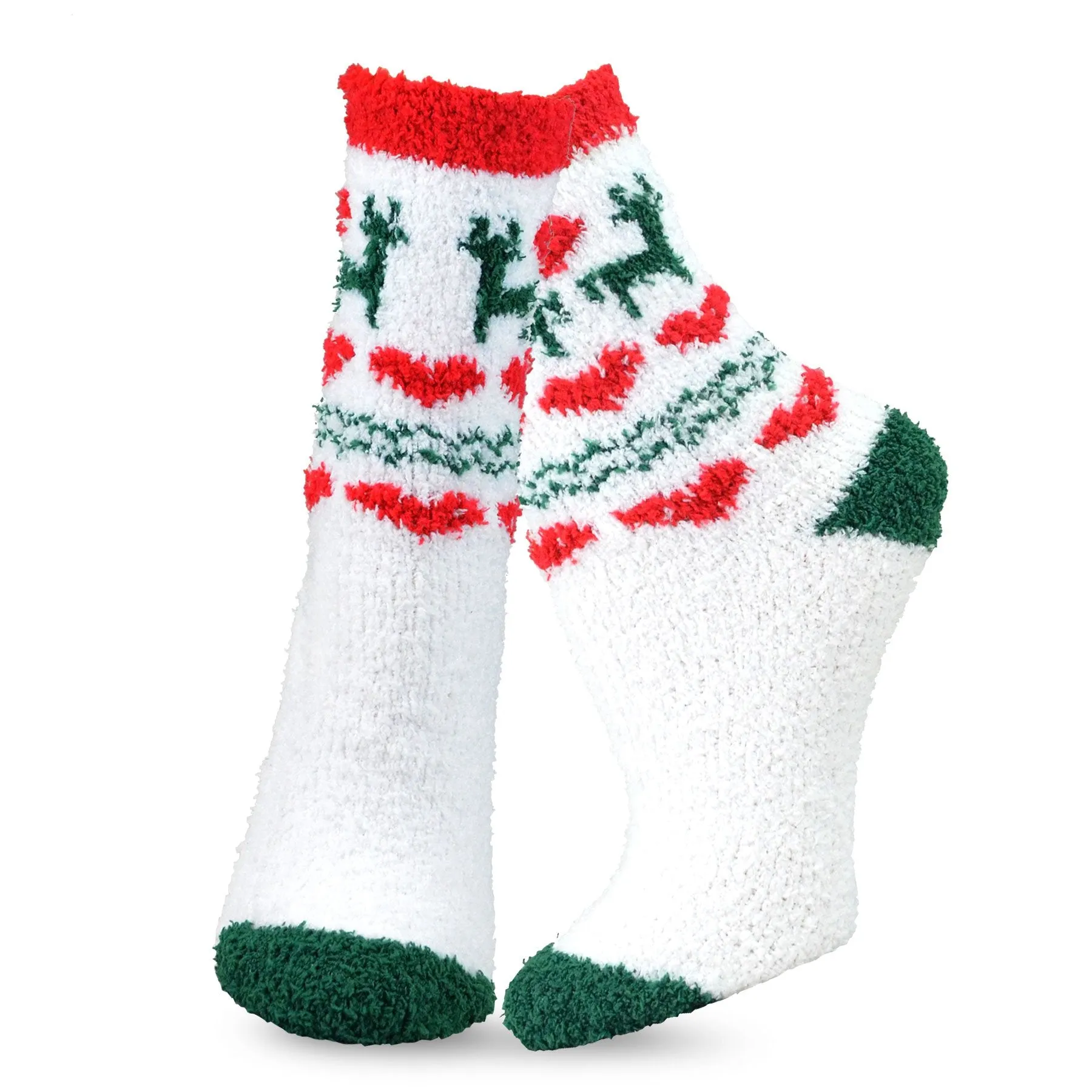 TeeHee Socks Women's Fuzzy Polyester Crew Christmas 5-Pack (18004)