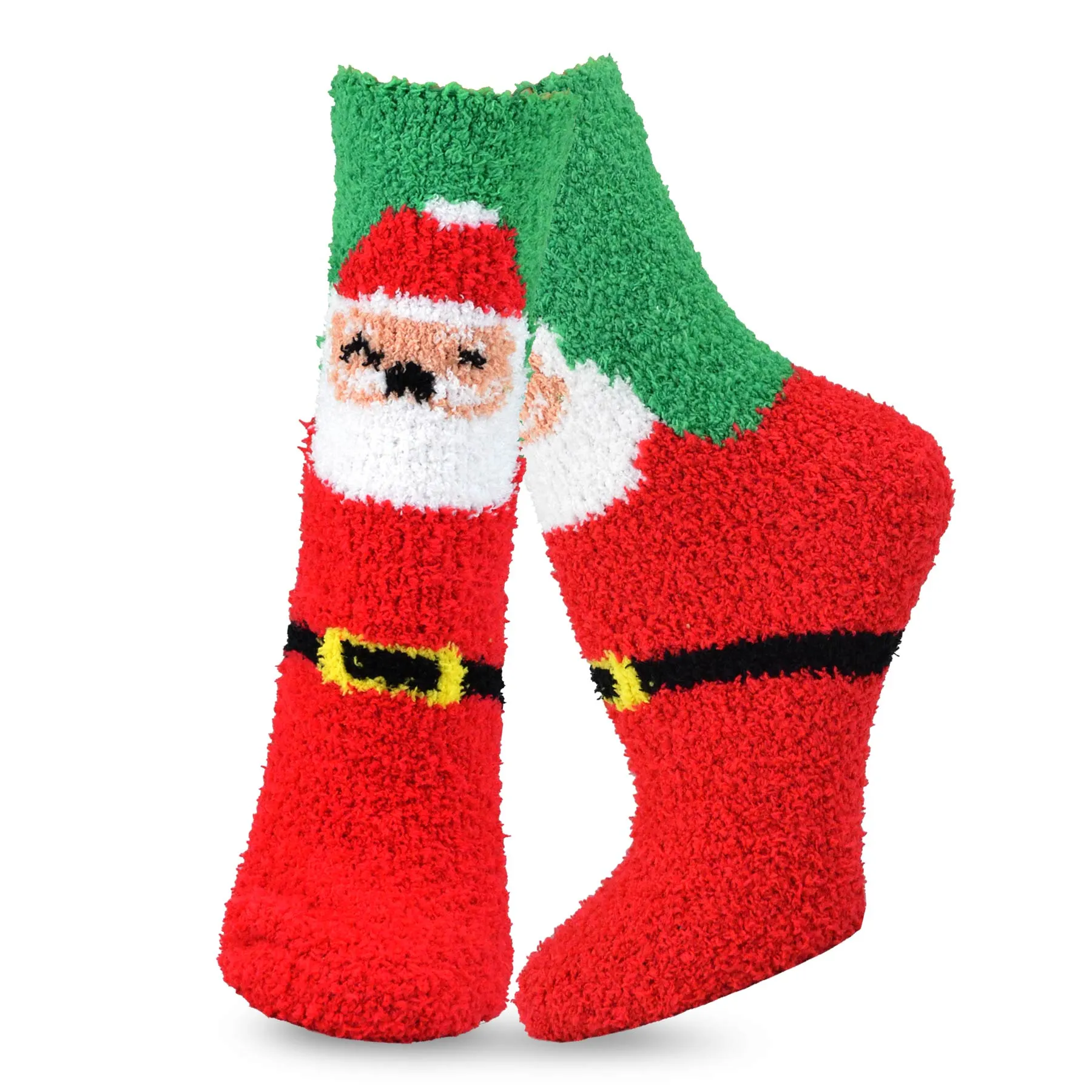 TeeHee Socks Women's Fuzzy Polyester Crew Christmas 5-Pack (18004)