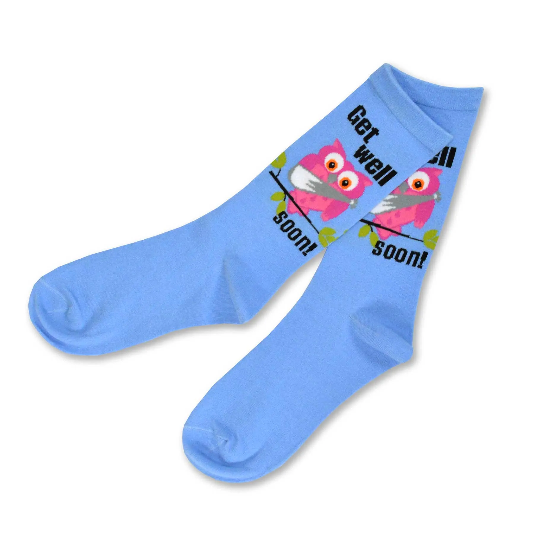 TeeHee Socks Women's Get Well Cotton Crew Owl,Bera 3-Pack (11883)