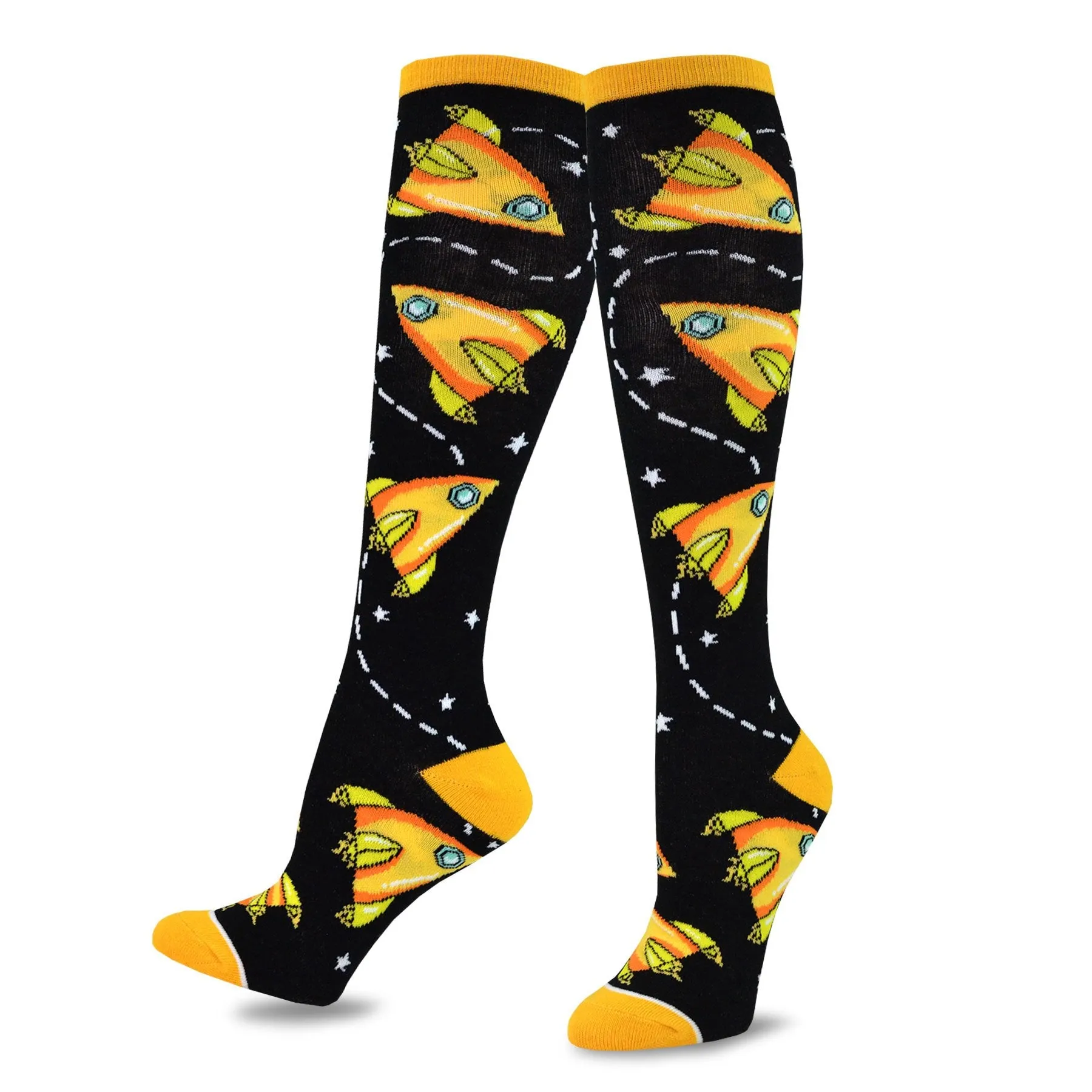 TeeHee Socks Women's Novelty Cotton Knee High Alien Galaxy 5-Pack (12278)