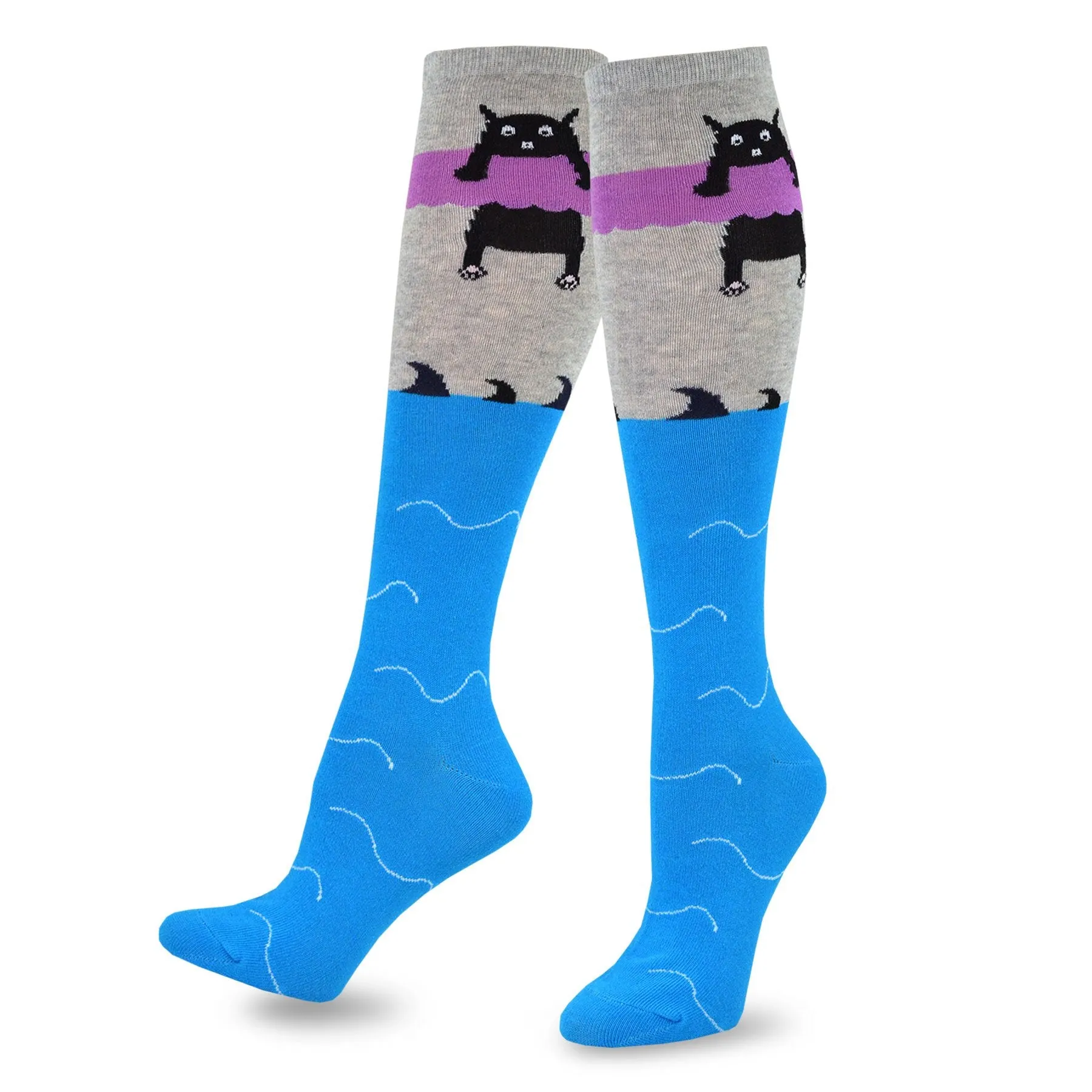 TeeHee Socks Women's Novelty Cotton Knee High Cats 5-Pack (12172)