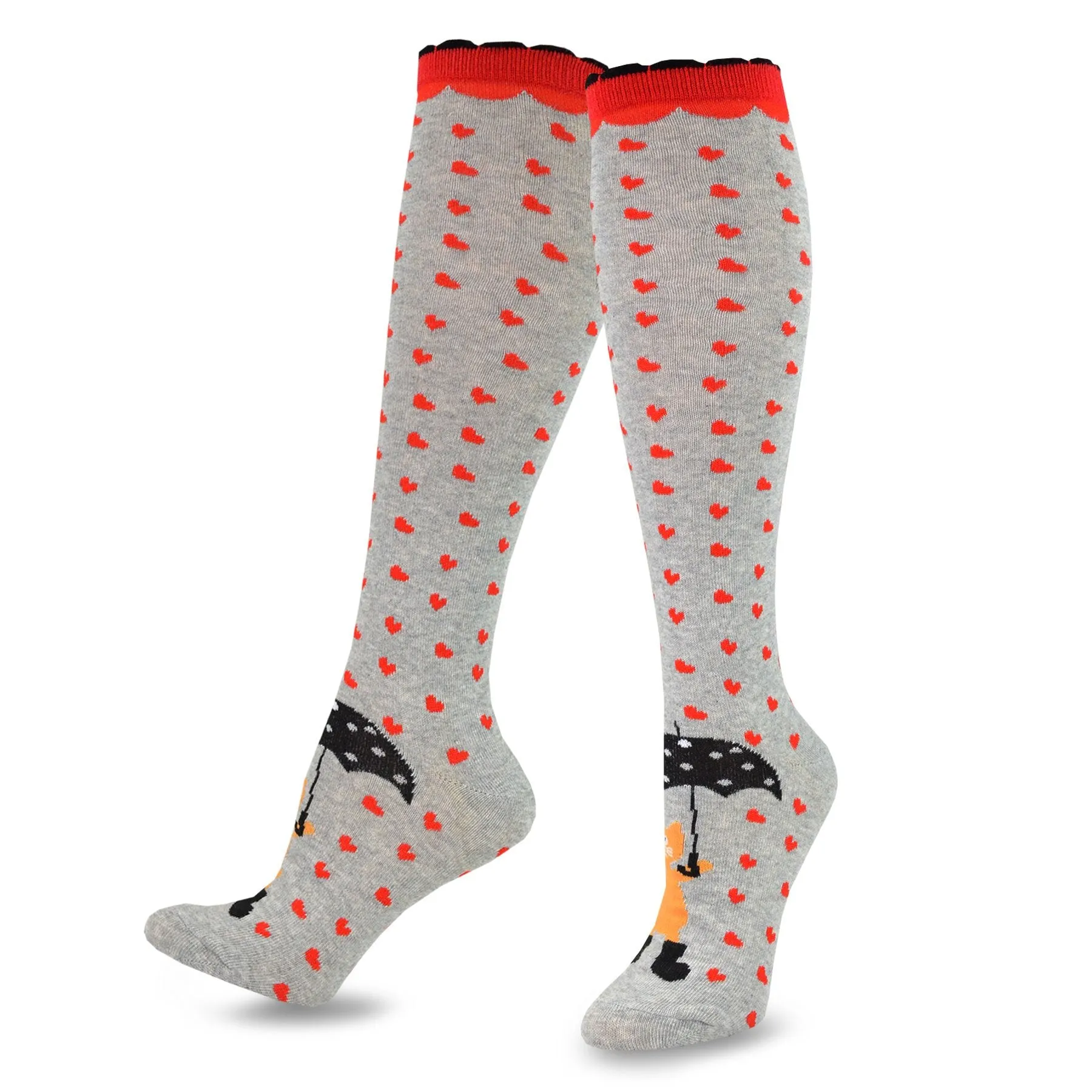 TeeHee Socks Women's Novelty Cotton Knee High Cats 5-Pack (12172)