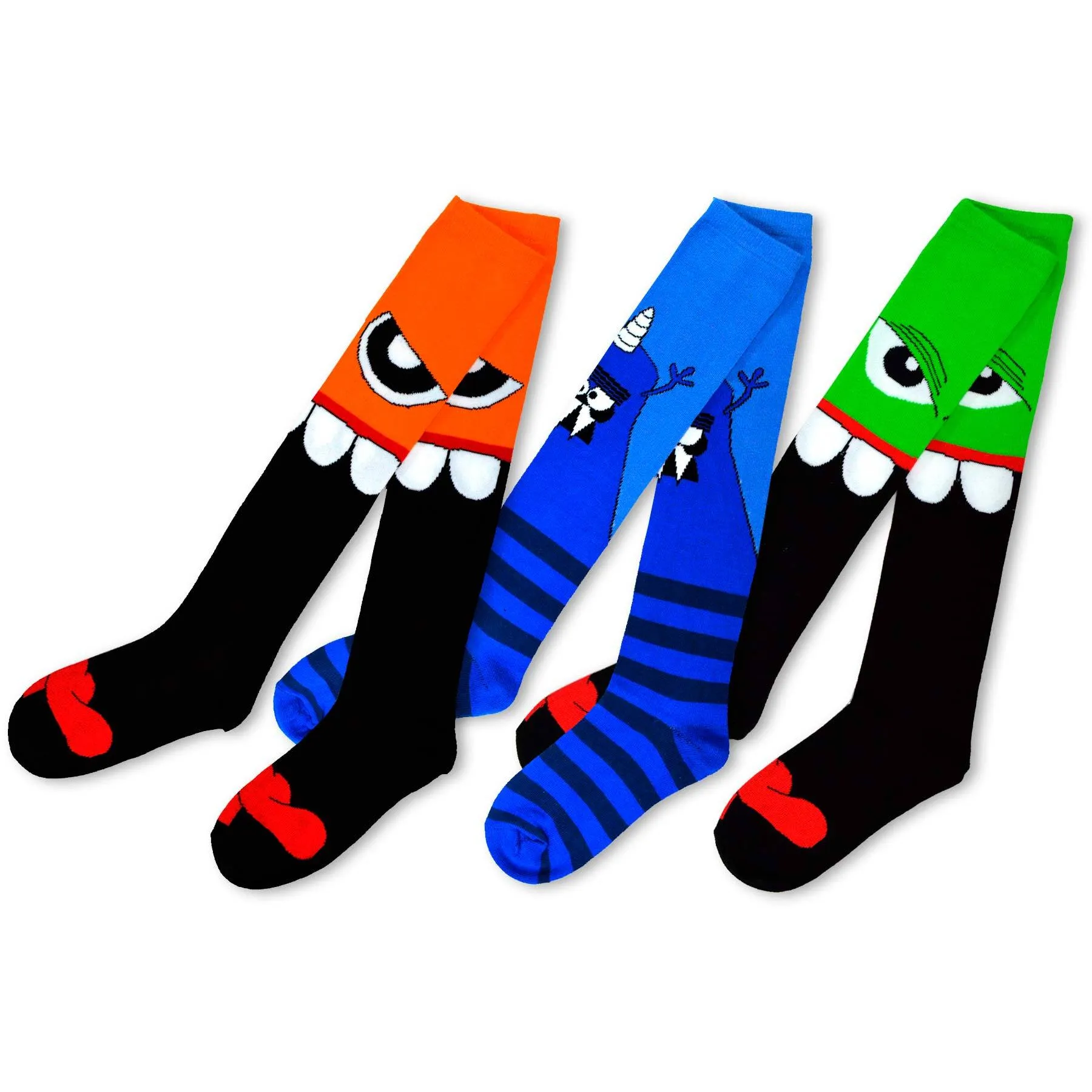 TeeHee Socks Women's Novelty Cotton Knee High Monster C 3-Pack (12090)