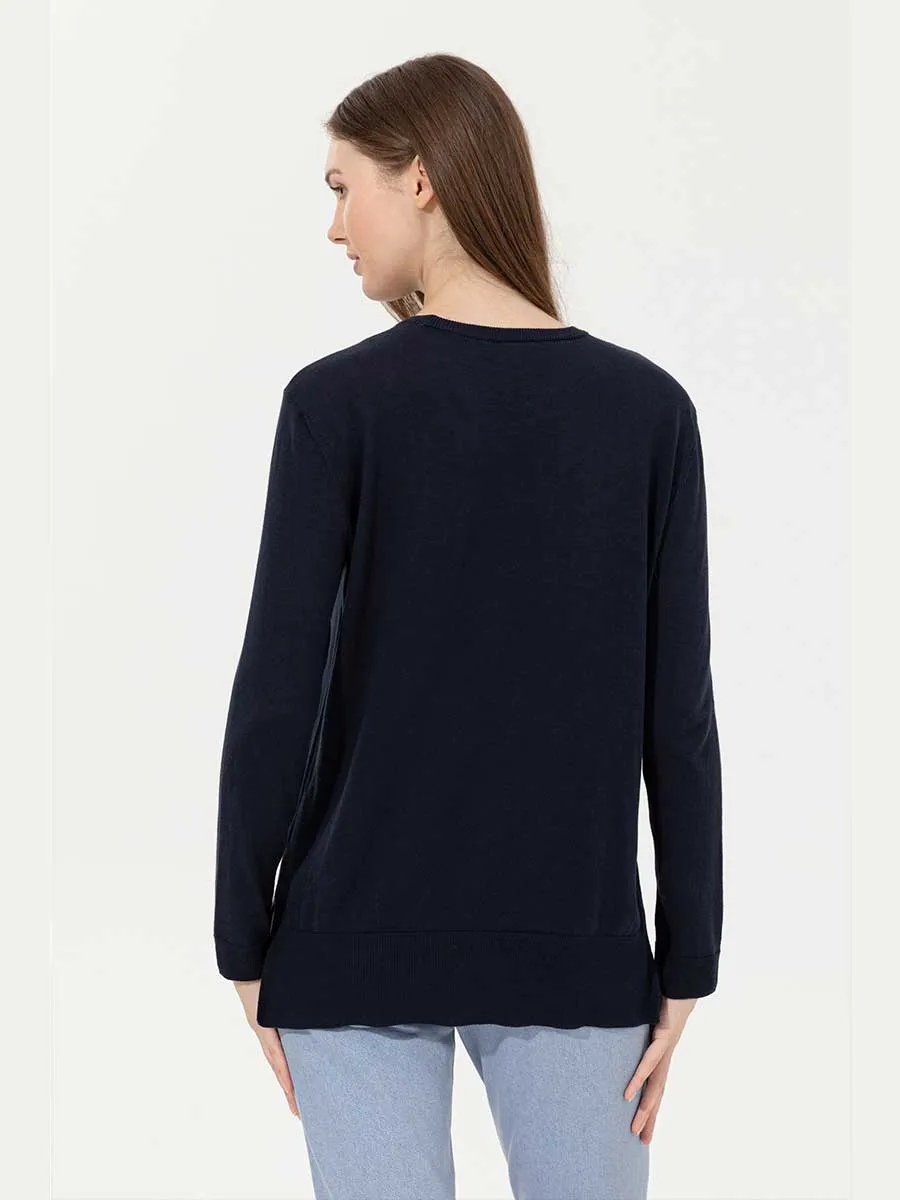 USPA Women Jumper Round Neck Navy VR033 USPJR314 USPA