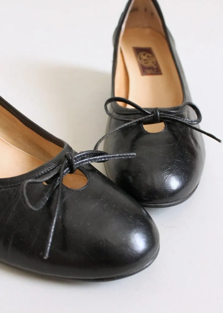 Vintage 1970s Black Ballet Wedge Flats